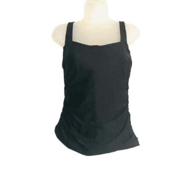 Athleta Square‎ Neck Bra Cup Swim Tankini Black UPF 50+ Beach Vacation 34 B/C - Picture 6 of 13